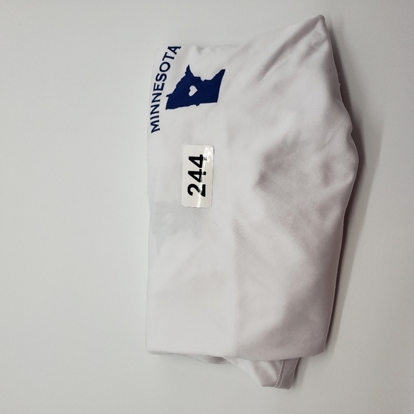 NWT State of Mine Minnesota women US Medium white blue long sleeve top polyester - Picture 11 of 11